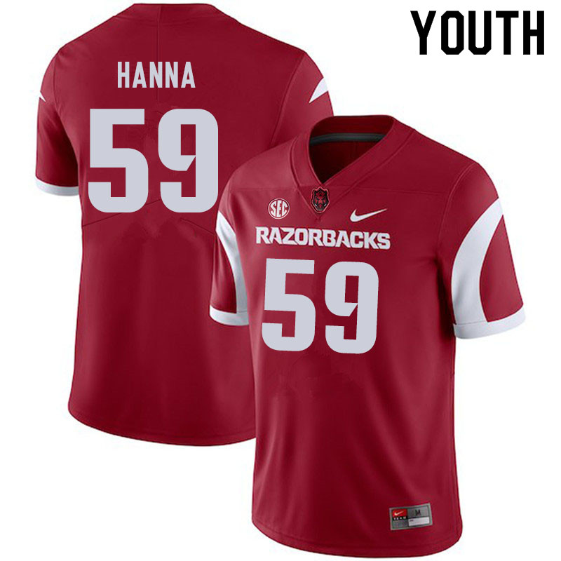 Youth #59 Morgan Hanna Arkansas Razorbacks College Football Jerseys Sale-Cardinal